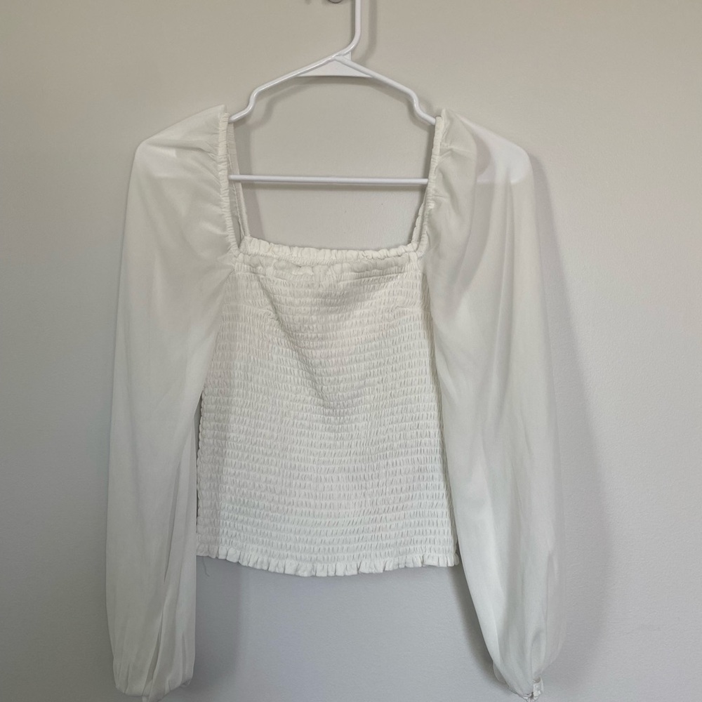 Abercrombie & Fitch White Smocked Blouse